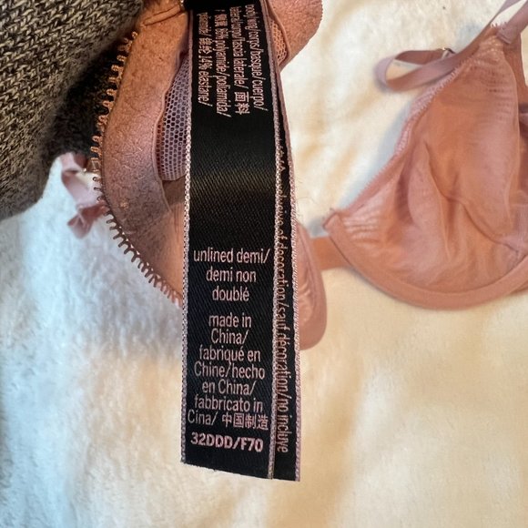 Victoria's Secret VERY SEXY Unlined Zebra Lace Demi Bra demure pink size 32DDD - Picture 14 of 15